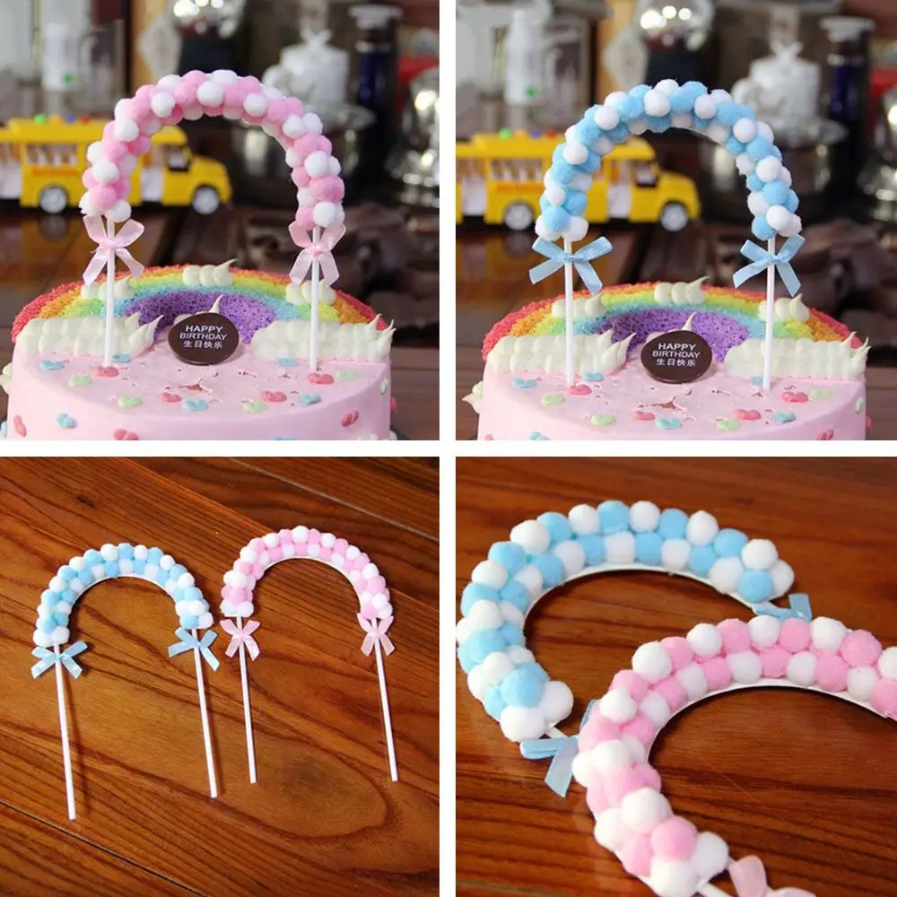 1 шт. розовый синий мягкий помпон облачный торт Топпер детский душ день рождения