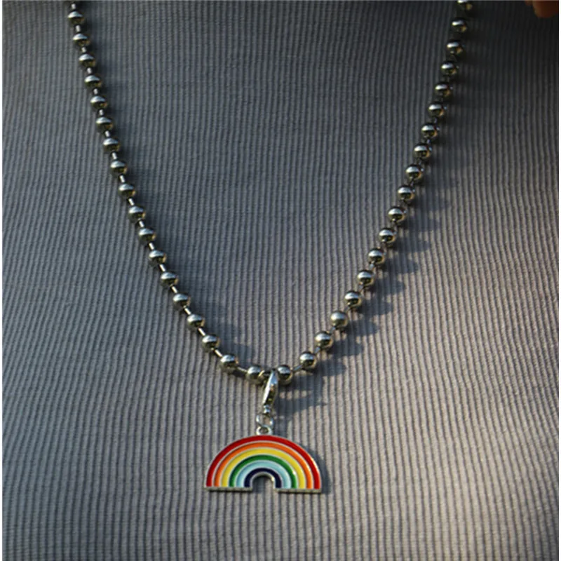 Модная бижутерия Радужное ожерелье с кулоном цепочка на свитер бусинами