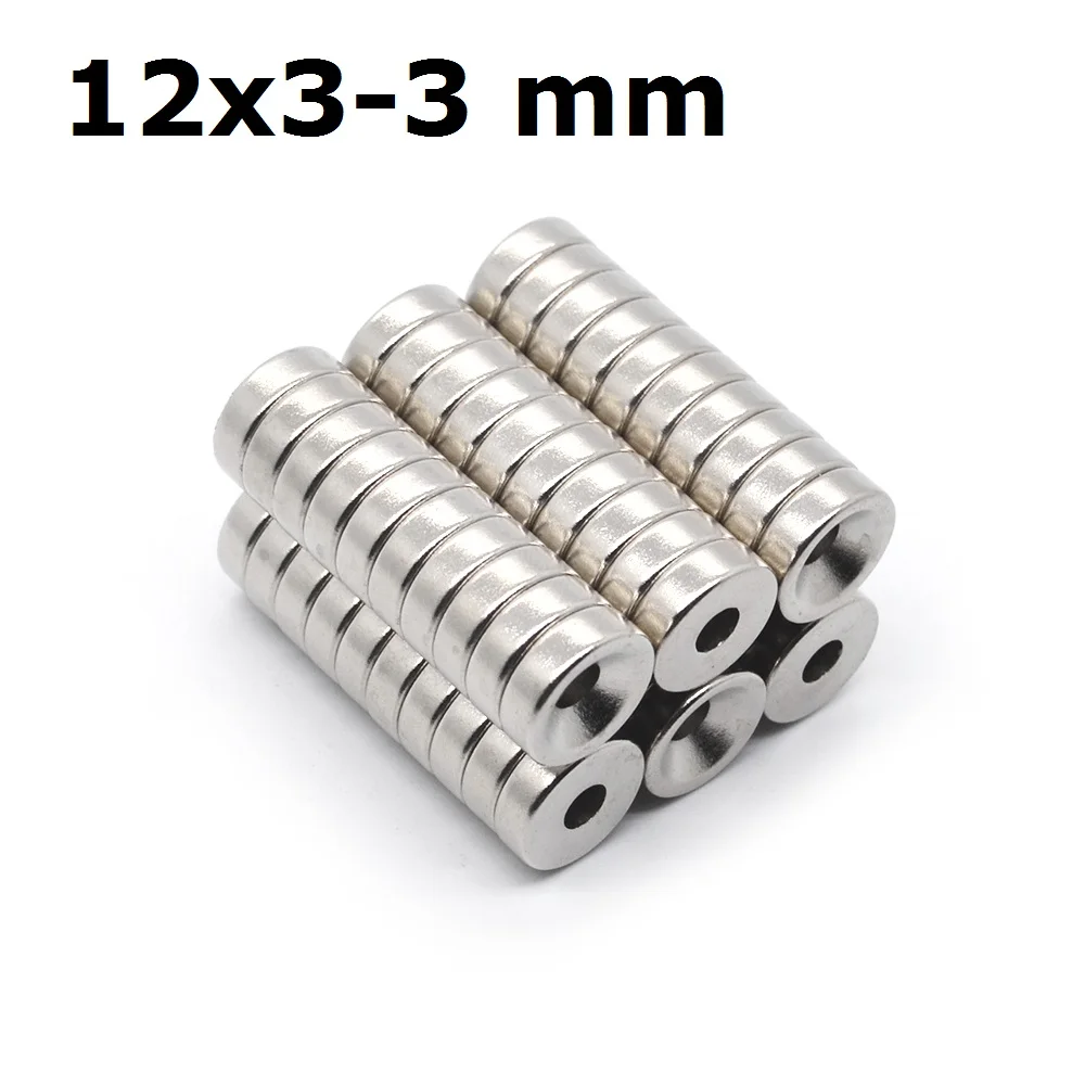 

1/10/50/100pcs 12x3 hole 3MM Ring Round Neodymium Magnets With Hole NEW 12*3MM 12x3-3