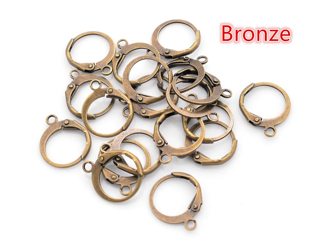 Bronze 30 шт. 15x12 мм серебро/родий/золото/бронза/КЦ-золото/розовое золото басовый рычаг назад зажимы крючки для ушей серьги фурнитура для ювелирных изделий DIY - Цвет: Bronze