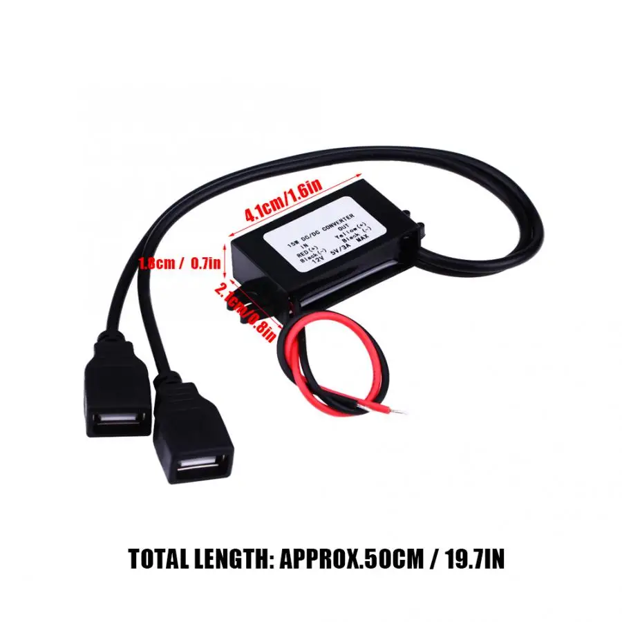 3A DC 12V to 5V адаптер зарядного устройства с двойным USB модуль преобразователя для