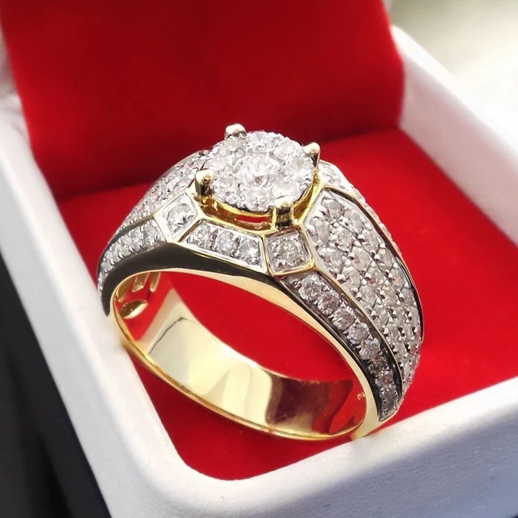 Большие кольца для мужчин и женщин Iced Out Bling квадратное кольцо хип-хоп микро проложенные Стразы золотого цвета ювелирные аксессуары Z4N942 - Цвет основного камня: Ring N961