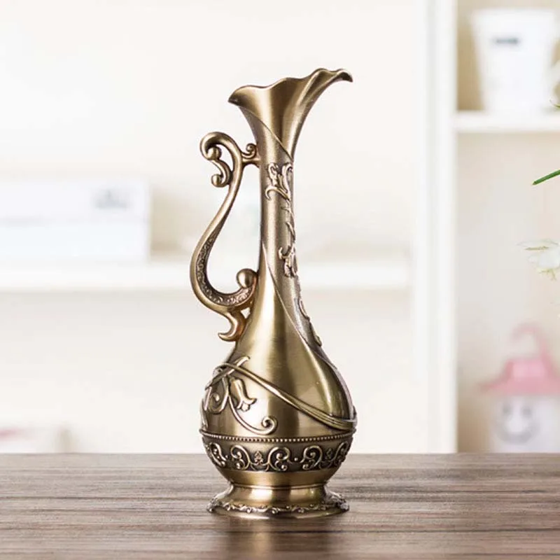 European Retro Bronze Flower Vase Creative Metal Copper Hydroponic Device Room Decor Ornament Home Decoration Accessories | Дом и сад