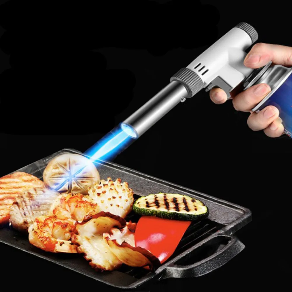

Portable Metal Flame Gun BBQ Heating Ignition Butane Camping Welding Gas Torch Card Flamethrower Igniter Wind Proof Moisture