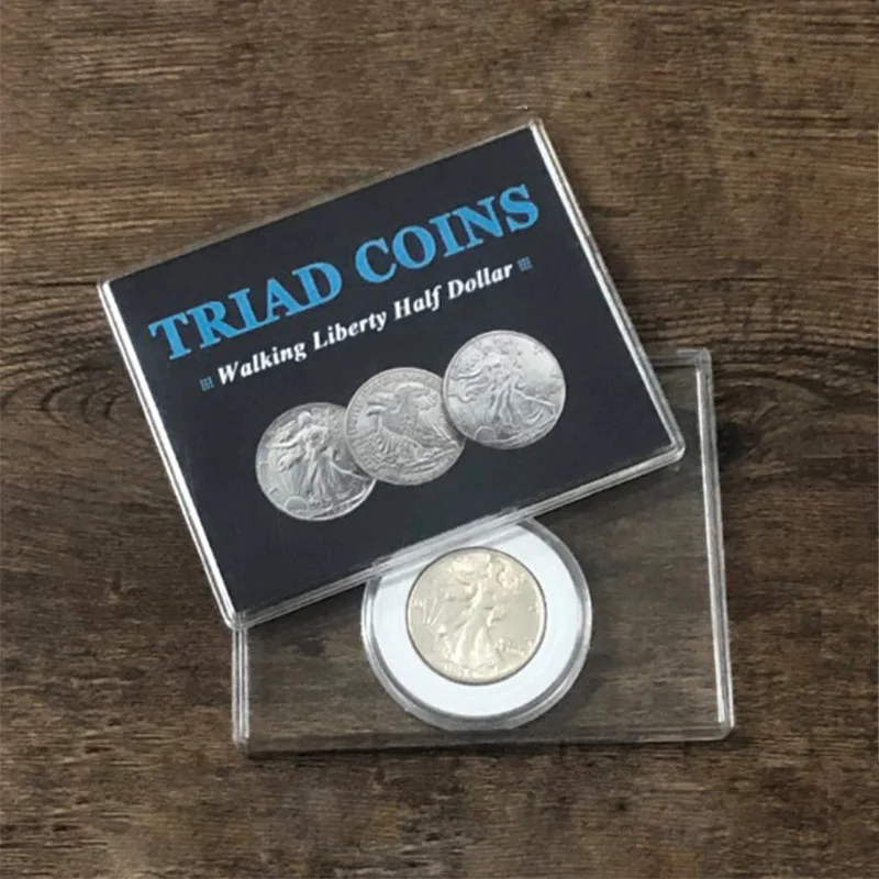 

Triad Coins (Walking Liberty Half Dollar) Magic Trick Gimmick Produce Vanish Change Three Coin Magia Close Up Illusion Mentalism