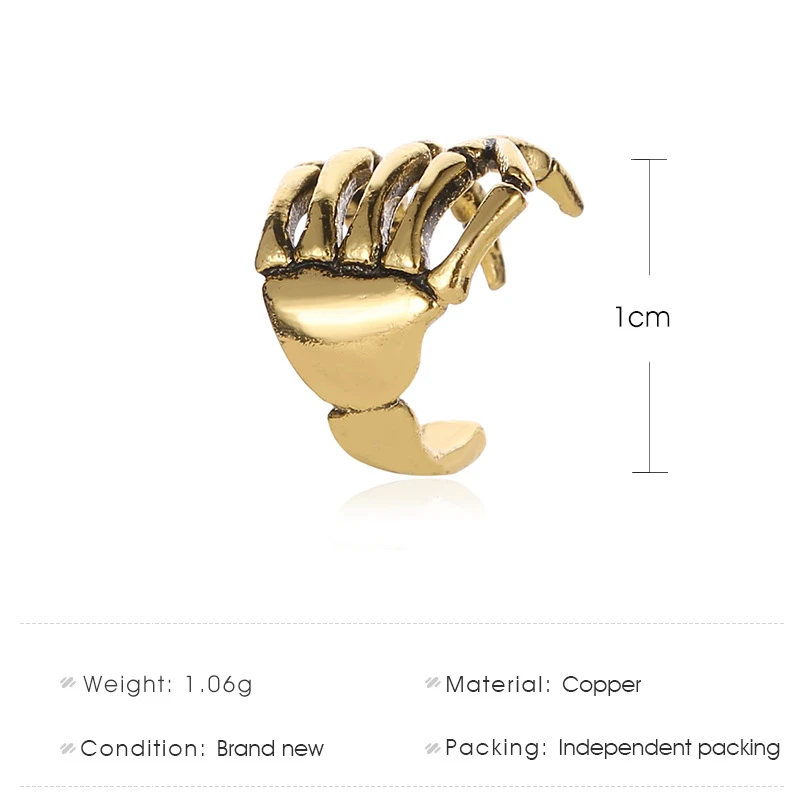 

European and American fashion personality punk style skeleton hand vertebra ear bone clip no ear hole jewelry, women for earring