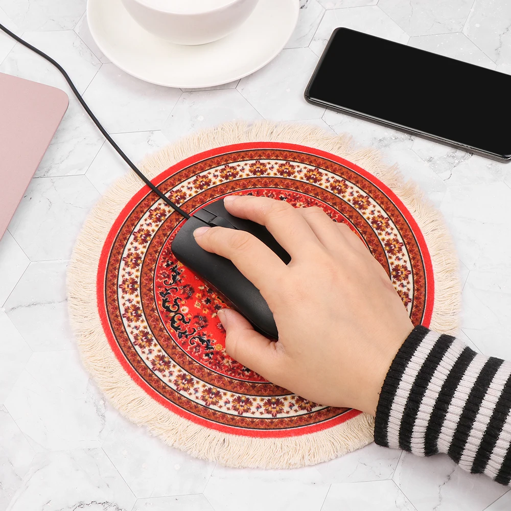 Новый персидский коврик Круглый Плетеный Ковер игровой для мыши подставка в