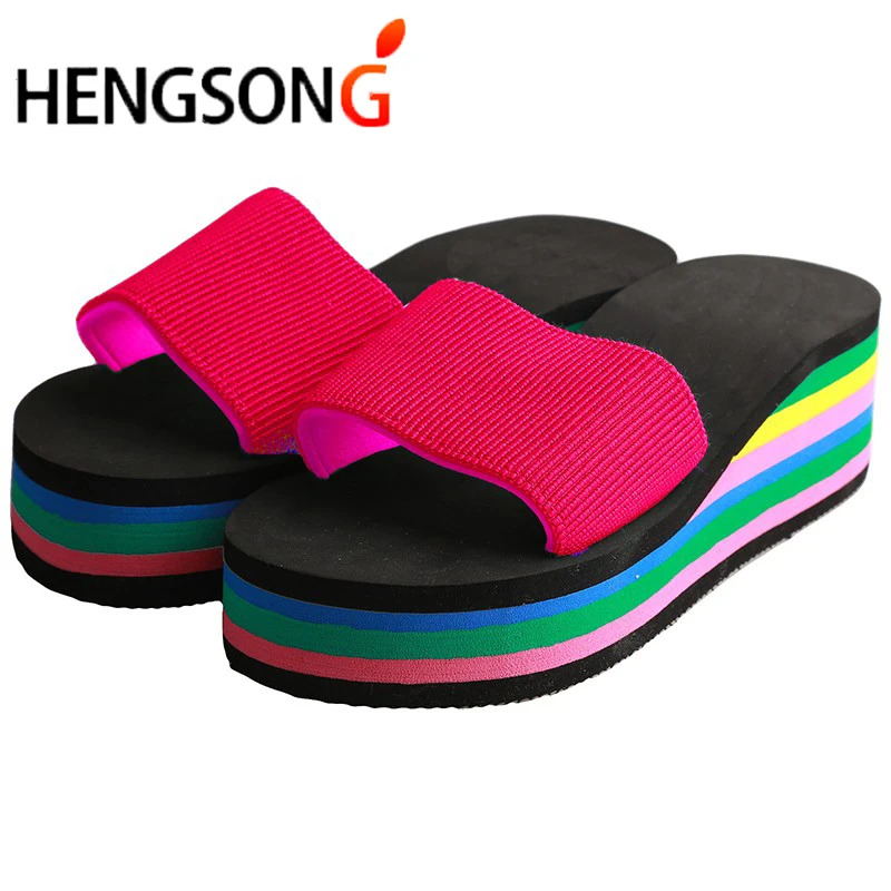 Женские сандалии на танкетке GAOKE разноцветные шлепанцы пляжная обувь 8 видов