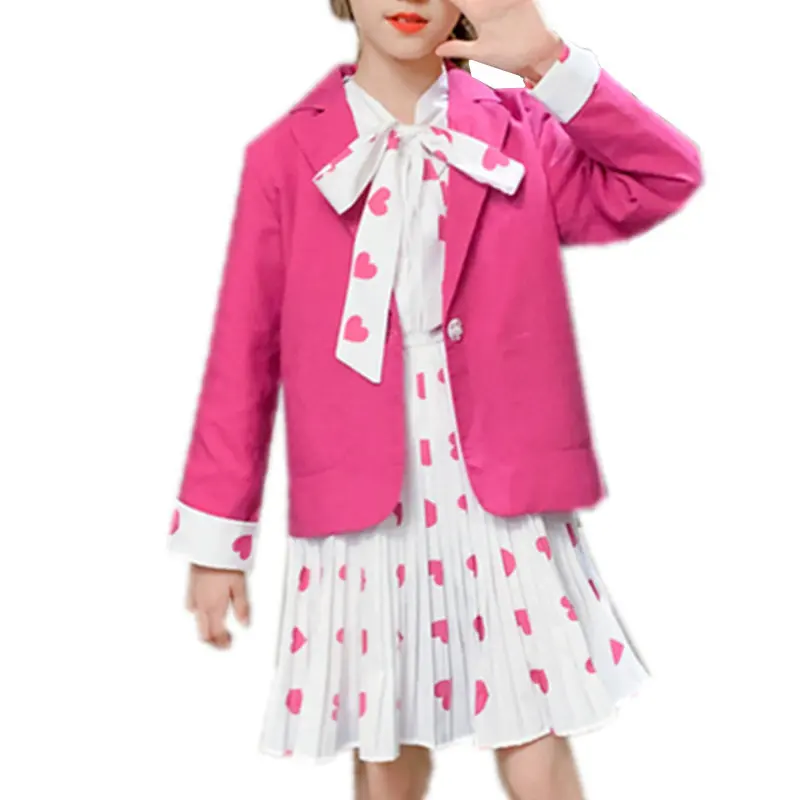 Костюм детский с блейзером и принтом в виде сердечек на возраст 6 8 10 12 13