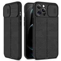 slide cover leather texture phone case for iphone 12mini 12 11 pro max xsmax xr xs x 7 8 plus se2020 thin soft silicone cover