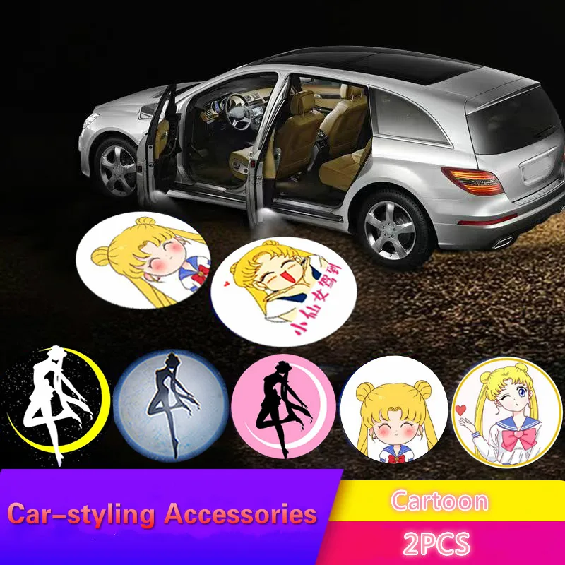 1 шт. автомобильный теневой дверной светильник мультяшный беспроводной лазерный