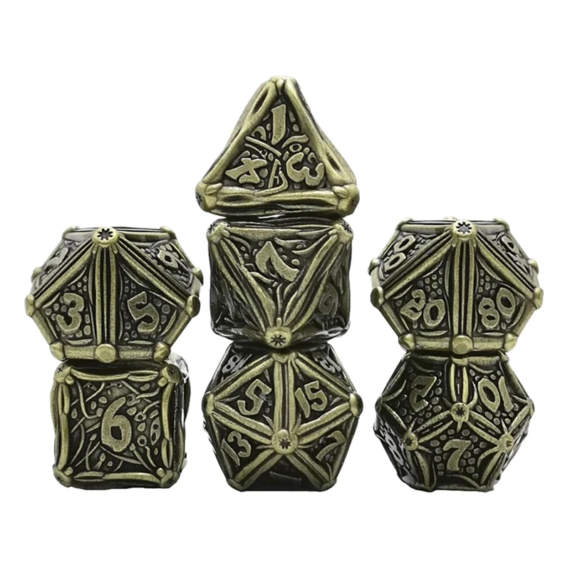 

7Pcs Mini Heavy Duty Metal Dice Set Solid Polyhedral RPG Role Playing Game Dice Set
