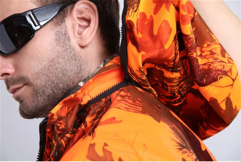 Оранжевый бионический Камуфляжный костюм с курткой и брюками уличный