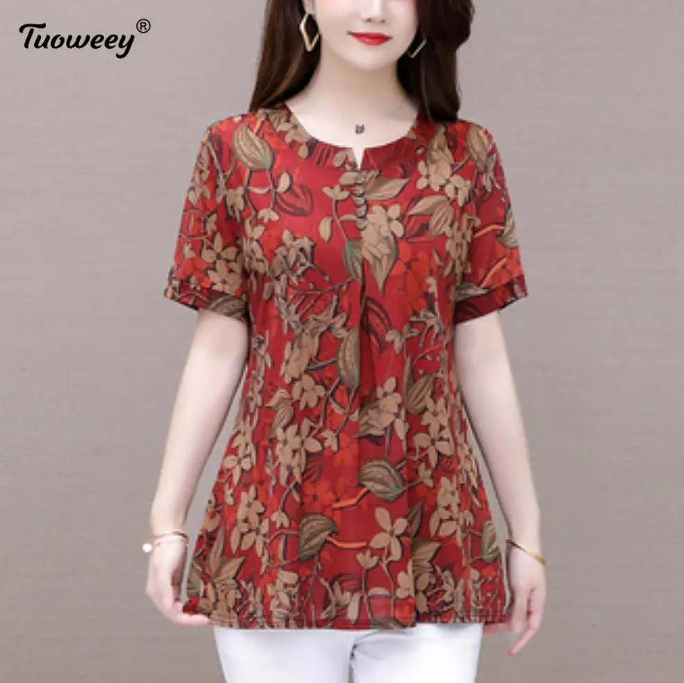 

Fashion Women plus size Blouses 2021 short Sleeve Ladies Tops Chiffon Women Blouse Shirt Blusas Femininas OL Blouse Women Shirt