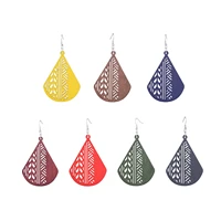 geometric fringe wood hollow out teardrop dangle drop earrings for women minimalist wooden jewelry creative design wholesale
