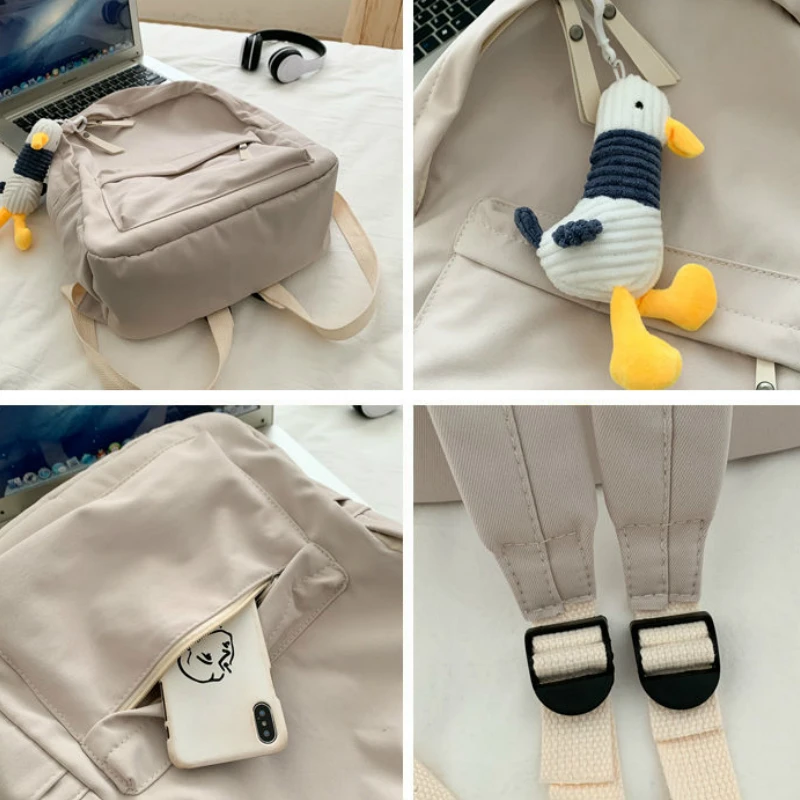 

Backpacks Solid Simple Students Backpack Large Capacity Students School Bag Travel Bags Couples Harajuku All-match Ulzzang Retro