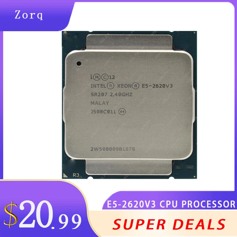 

Процессор Intel Xeon E5 2620 V3 для ПК, центральный процессор для компьютера, SR207, 2,4 ГГц, 6 ядер, 85 Вт, разъем LGA 2011-3, E5 2620V3