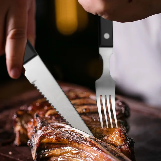 Стейк Ножи в западном стиле и вилка комплект светильник класса люкс нержавеющая