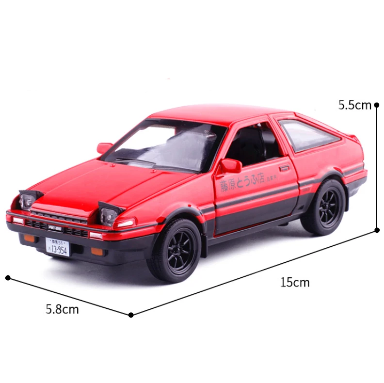 1:28 Scale Alloy Car Model Initial D TOYOTA AE86 Pull Back Simulated Racing car with Sound Light 4 colors kids Collection Toys | Игрушки и