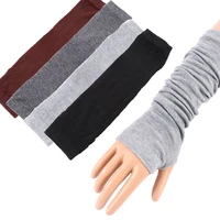 knitted long fingerless mittens glove arm warmer stretchy mitten unisex crochet half finger long gloves hot selling