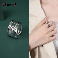kinel retro real 100 925 sterling silver wide side rings for women wedding trendy jewelry large adjustable ring bijoux