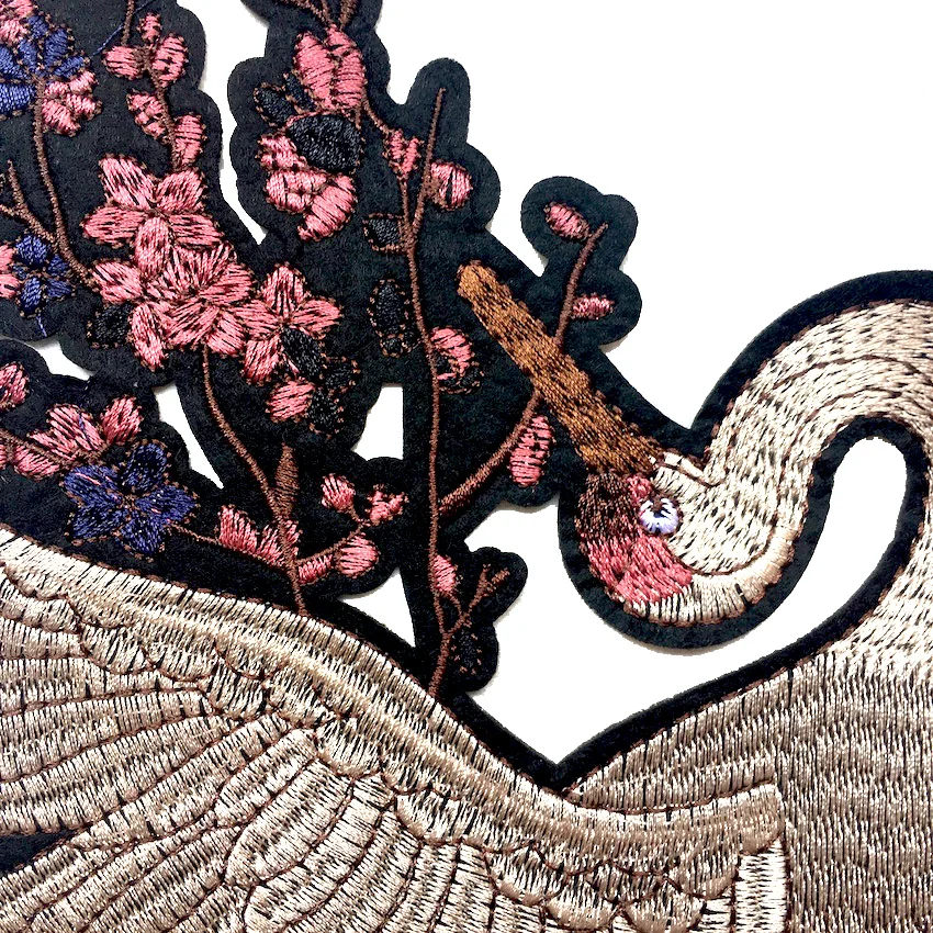 Большой красивый кран Птица вышитая аппликация нашивки украшение утюгом для DIY