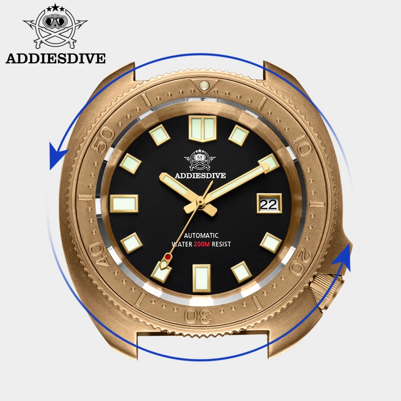 Новинка мужские часы ADDIESDIVE AD2104 в стиле ретро из бронзы автоматические