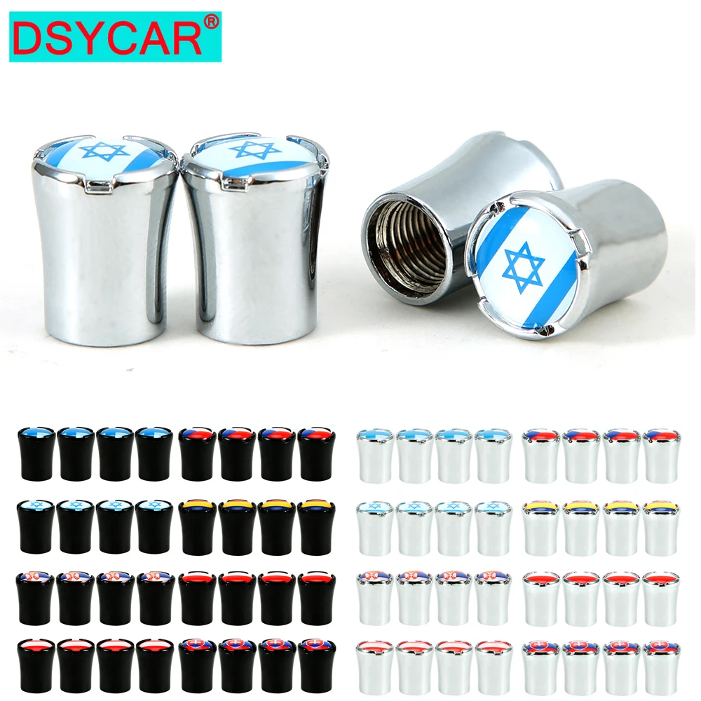 

DSYCAR 4Pcs/Set Car Styling Alloy National Flag Pattern Car Tire Valve Caps Wheel Tires Tire Stem Air Cap Airtight Covers