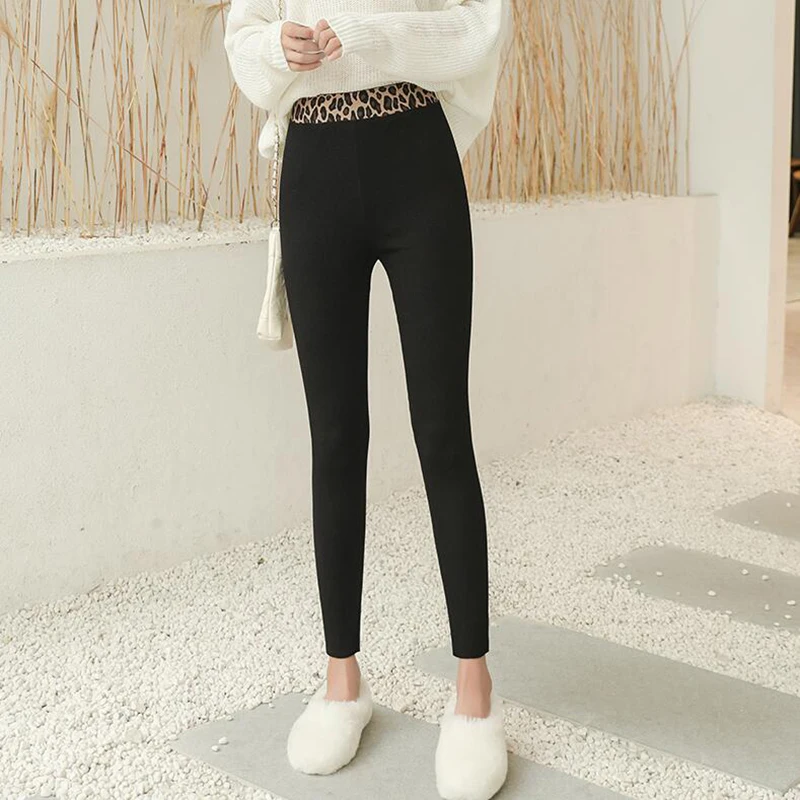 Осенние женские леггинсы с леопардовым принтом штаны вертикальной талией
