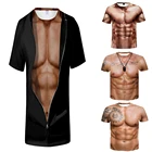 Новинка 2021 футболка в стиле Харадзюку, интересная футболка с 3D Дизайном телесного цвета, модная мужская футболка с принтом мышц груди, интересный Топ