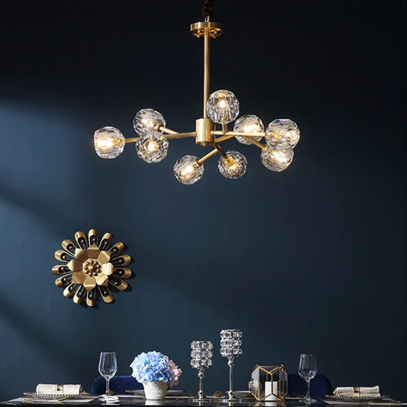Americano moderno arte cobre y cristal lámpara de iluminación creativa restaurante Bar salón decoración colgante accesorios de luz