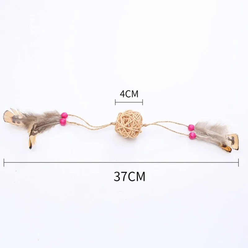 

Pet Cat Sepak Takraw With Feather Toy Ball Red Beads Plus Feathers New