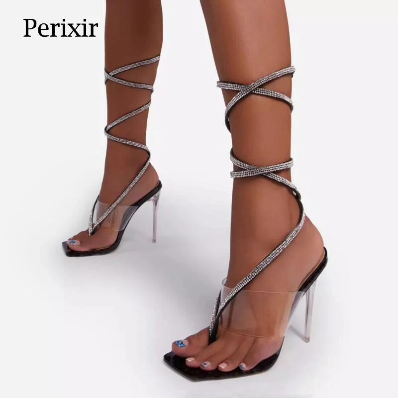 

Женские босоножки на шнуровке Perixire, дизайнерская Классическая Клубная обувь на шпильке, с перекрестной шнуровкой и ремешком на щиколотке, летняя обувь