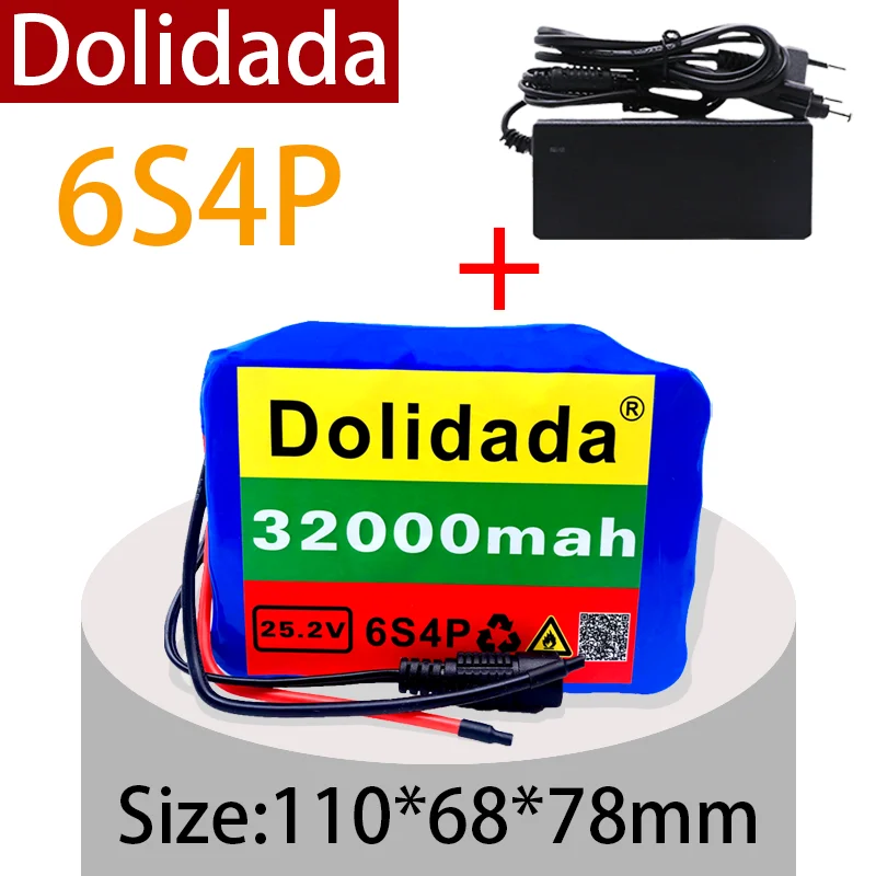

Литий-ионный аккумулятор 6s4p, 24 В, 32 Ач, 18650, 25,2 в, 32000 мАч для электрического велосипедного зарядного устройства