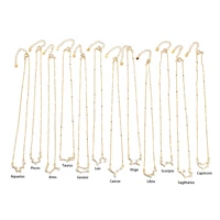 12pcsset zircon brass 12 constellation zodiac sign pendant necklace for women fashion simple choker birthday jewelry gift