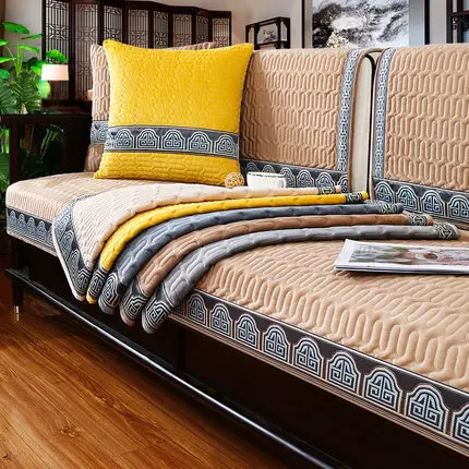 

Four seasons universal sofa cushion, fabric modern new Chinese non-slip plush cushion cover towel