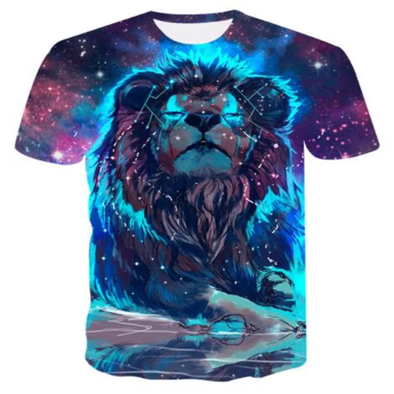 Летняя новая футболка с короткими рукавами и цифровой печатью звездного кота