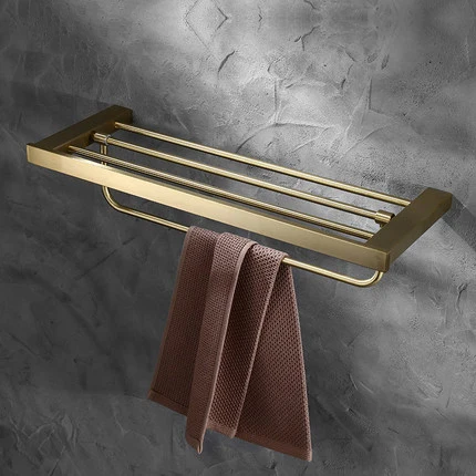 towel shelf Senlesen Золотая кисть Набор аксессуаров для ванной комнаты Золотой латунный крюк стойки для полотенец Бар Полка держатель бумаги держатель для зубной щетки - Цвет: towel shelf