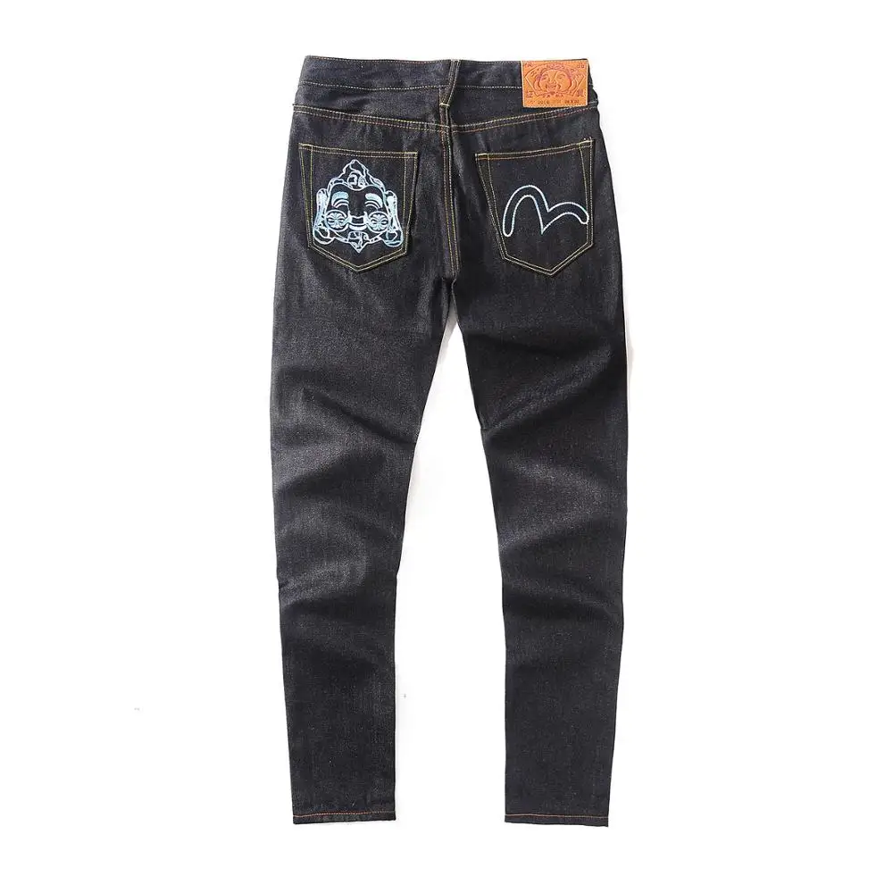 Evisu, новинка, повседневные, мужские, дышащие, высокое качество, джинсы, теплые, мужские, бренд, вышивка, прямые, с принтом, мужские брюки, четыре сезона - Цвет: Небесно-голубой