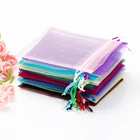 Прозрачные шифоновые мешочки из органзы на шнурке, 50 шт., для шоколада, на Рождество, Новый Год, День Святого Валентина коробочка для конфет на вечеринку