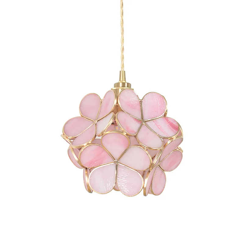 Современная креативная стеклянная люстра с цветами медный лепесток для спальни кабинета гостиной столовой