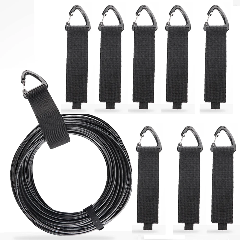 

8 Pcs/Set Carabiner Storage Straps Triangle Buckle Practical Heavy-Dut Cable Organizer Garage Hook Outdoor Travel Gravity Strap