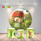 Niholia зеленый эльфов круглый фон для фотосъемки Дети День рождения ребенок душ фото фон блестящий круглый виниловый фото стенд реквизит
