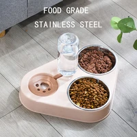 500ml stainless steel bowl for dogs feeder bowl with automatic water bottle dog accessories bowls and drinkers comedero gato