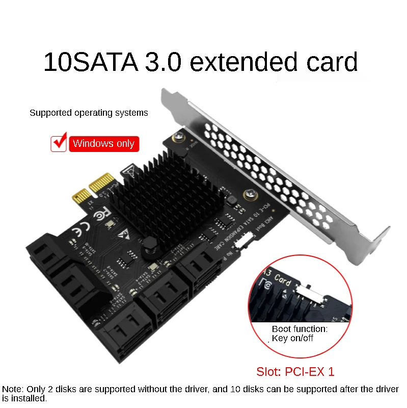 

Райзер для майнинга Чиа, 10 портов, PCIE SATA, PCI Express SATA, контроллер PCIE на SATA3, плата расширения PCI E X4 SATA 3, 6 Гбит/с, ASM1166