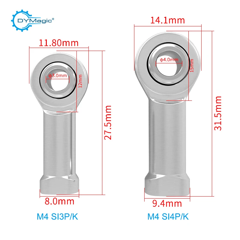 4pcs 3D Printer Parts M3 M4 Fisheye Ball Bearing SI4T/K SI3T/K Rod Ends Joint Thread Female Fish Eye For Delta Kossel Part - купить по