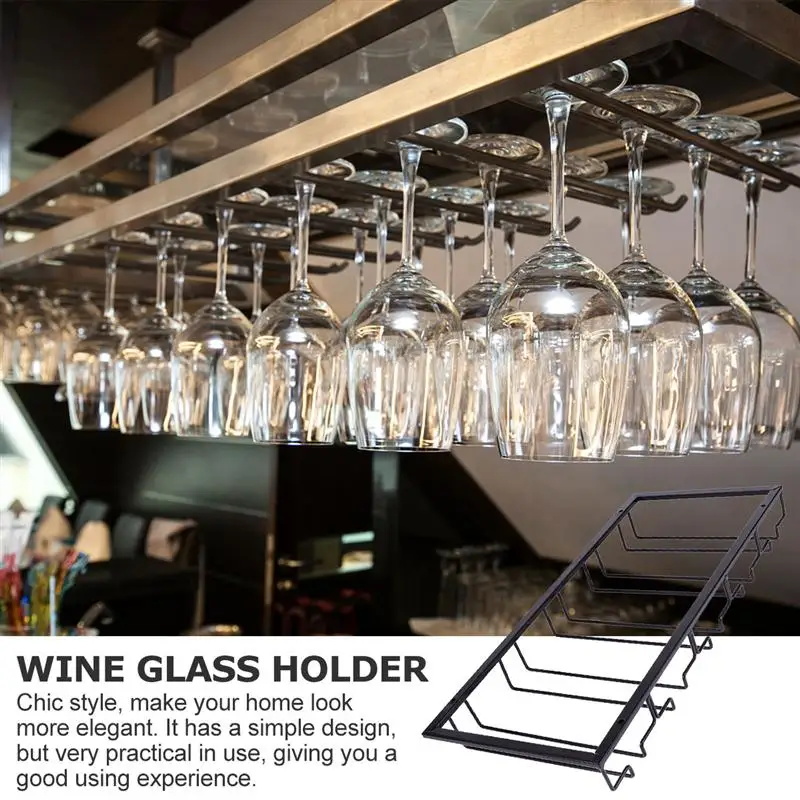 

Iron Art Glass Cup Holder Durable Wine Glass Rack Wine Glass Hanger Wine Glass Hanging Stand for Bar Home (Black )