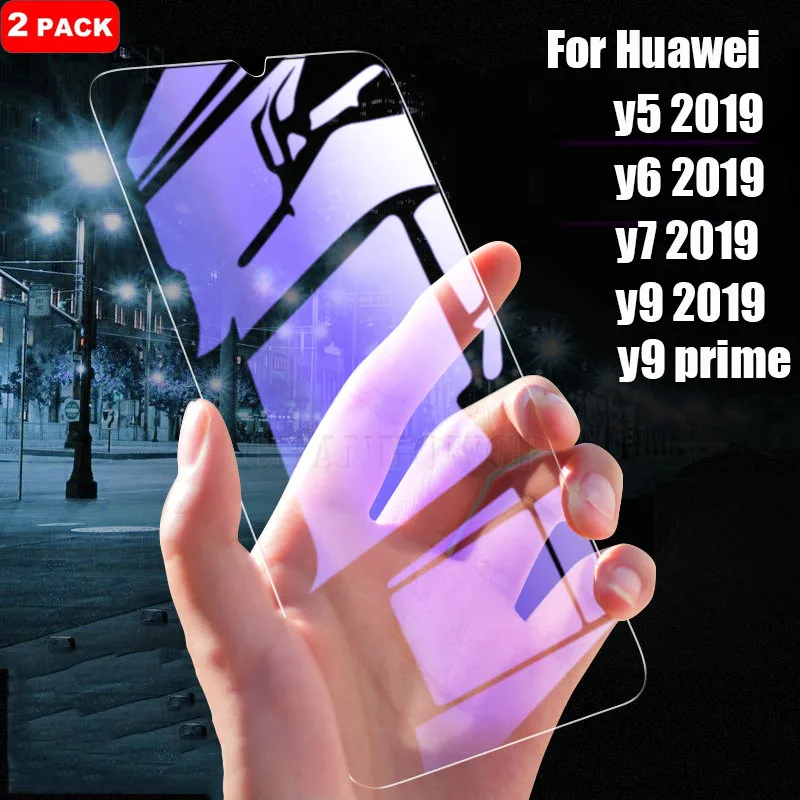 2X двойное закаленное стекло для Huawei Y5 Y6 Y7 Pro Y9 Prime 2019 защита экрана 2018 защитная