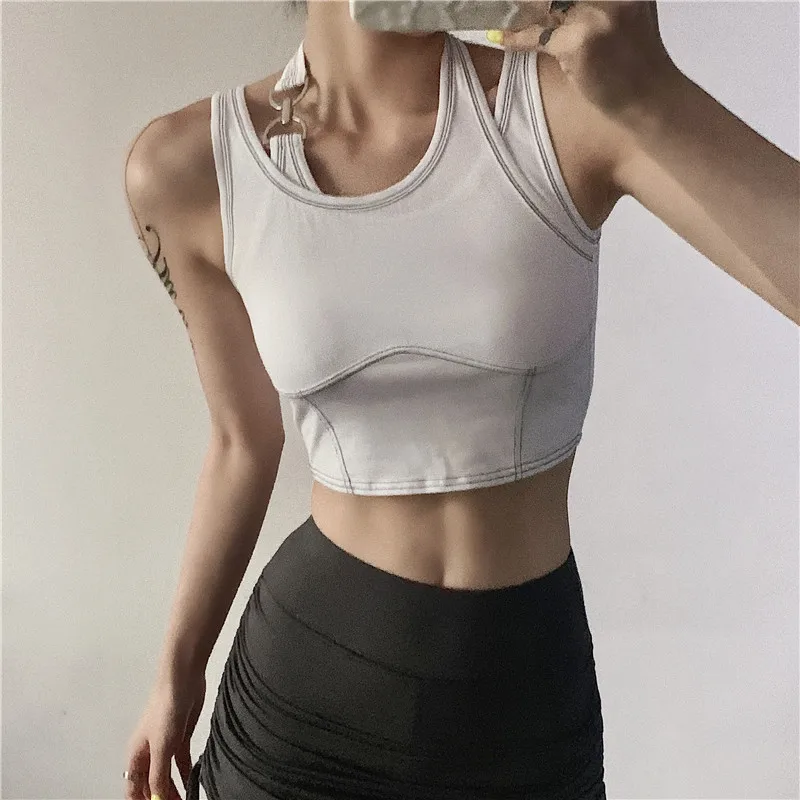 

Goth E Girl Halter Tank Tops Sports Women Techwear Off Shoulder Slim Sexy Corset Top Sleeveless O Neck Casual Basic Crop Tees