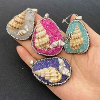 irregular resin conch pendant natural semi precious stone pendant for diy rhinestone necklace jewelry making charm accessories